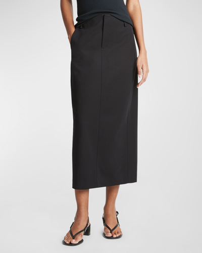 Shop Vince Straight-fit Midi Trouser Skirt In Black