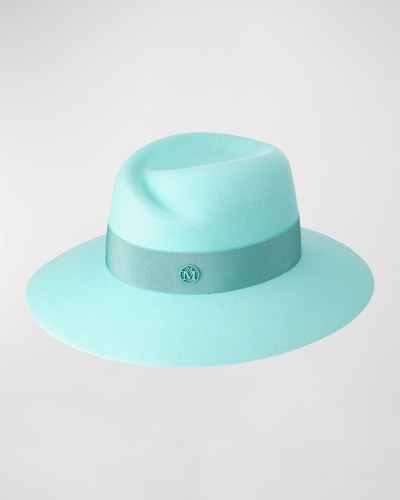 Maison Michel Henrietta Wool-felt Fedora In Aqua Blue