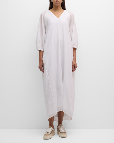 Shop Peserico Chain-embellished Cotton Maxi Shift Dress In White
