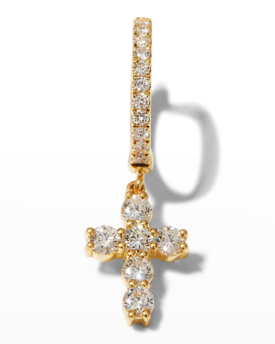 Shop Anita Ko 18k Yellow Gold Diamond Cross Huggie Earring, Single In 05 Yellow Gold