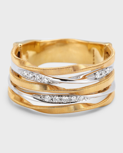 Shop Marco Bicego Marrakech Onde Five-strand Diamond Ring In 05 Yellow Gold