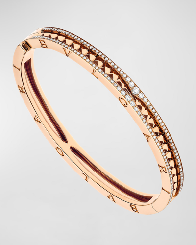 Shop Bvlgari B. Zero1 Rock 18k Rose Gold Studded Diamond Bracelet In 15 Rose Gold