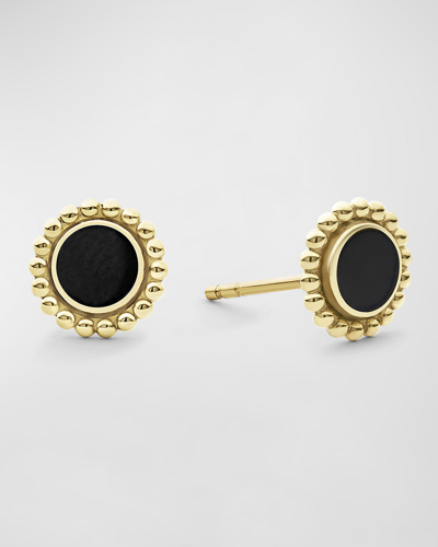 Shop Lagos 18k Covet Onyx Round Stud Earrings In 10 Black