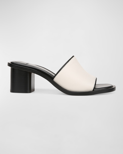 Shop Vince Donna Leather Mule Sandals In Milk White Leathe
