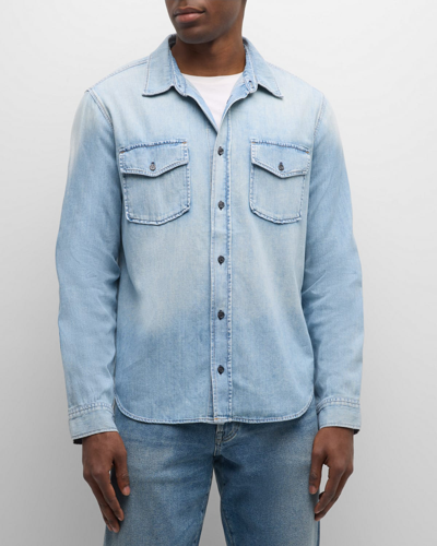 Shop Citizens Of Humanity Men's Cairo Denim Utility Shirt In Tempo (md/lt In