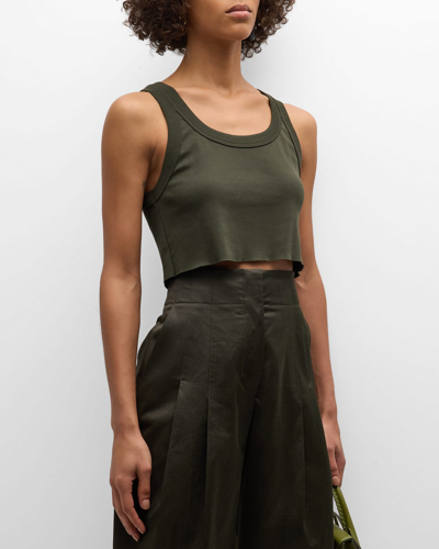 Shop A.l.c Halsey Cropped Tank Top In Mossy