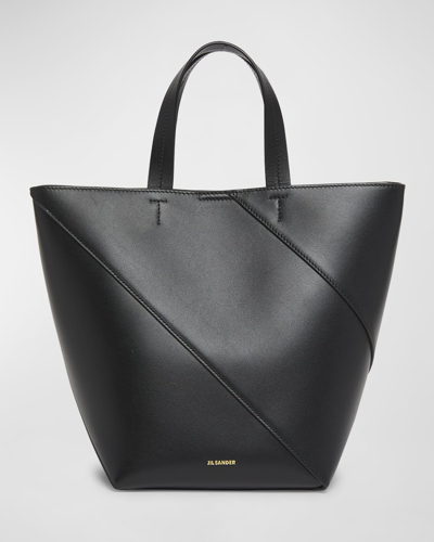 Shop Jil Sander Vertigo Small Leather Tote Bag In Black
