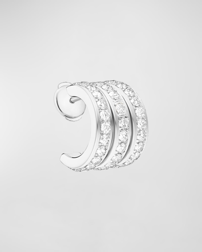 Shop Piaget Possession 18k White Gold Diamond Single 3-row Earring In 10 White Gold