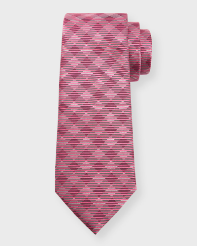 Shop Giorgio Armani Men's Silk Jacquard Gingham-stripe Tie
