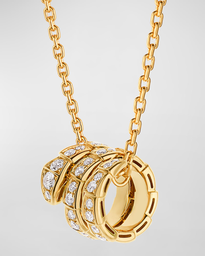 Shop Bvlgari Serpenti Viper Necklace In 18k Yellow Gold With Full Diamond Pave In 05 Yellow Gold
