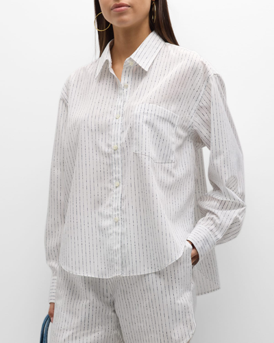Shop Recto Striped Classic Button-front Shirt In Off White