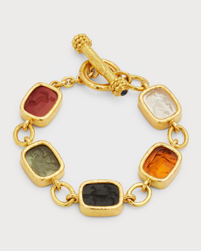 Shop Elizabeth Locke Antiqued Animal Intaglio 19k Gold Toggle Bracelet In Amber