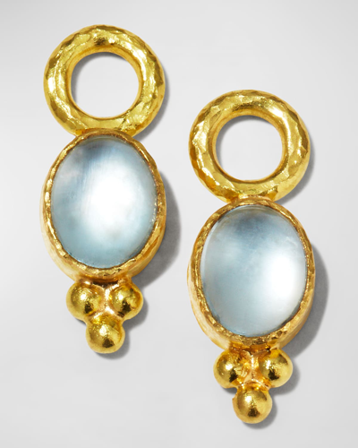 Shop Elizabeth Locke 19k Aquamarine Vertical Earring Pendants In 05 Yellow Gold