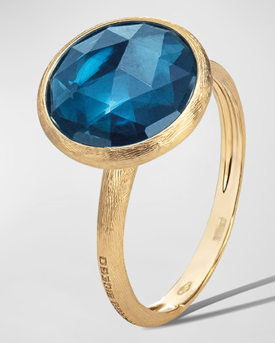 Shop Marco Bicego Jaipur 18k Faceted Round London Blue Topaz Ring In 05 Yellow Gold