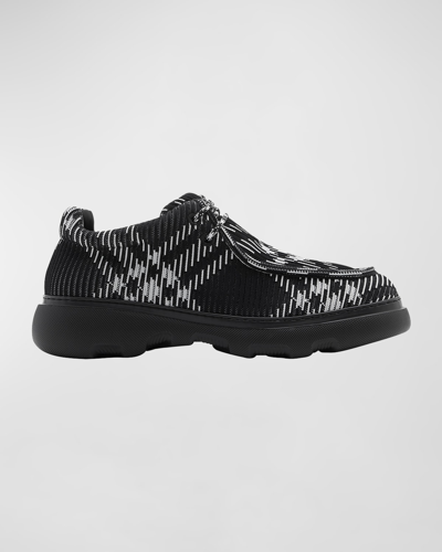 Shop Burberry Men's Check Woven Creeper Shoes In Black Check