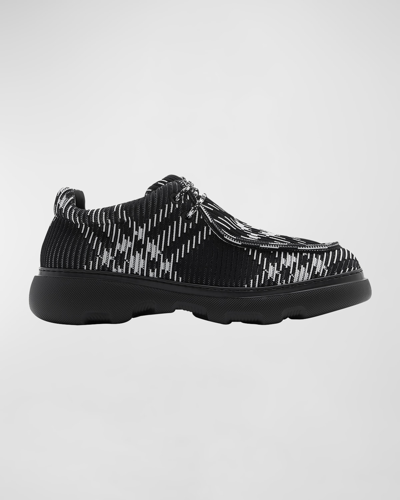 Burberry Men's Check Woven Creeper Shoes In Black Check