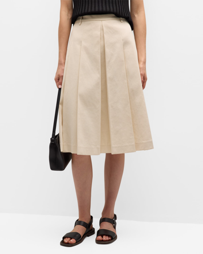 Shop Le17septembre 24 Katie Pleated Knee-length Skirt In Ivory