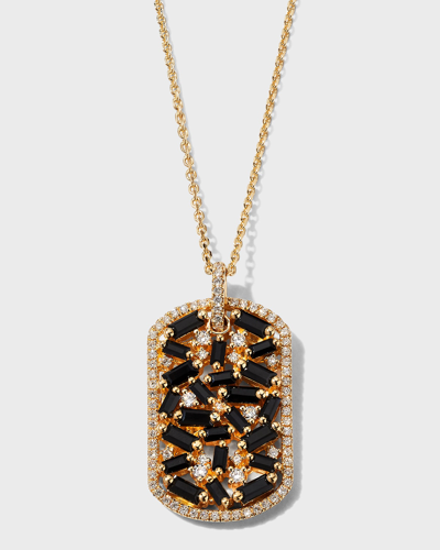 Shop Kalan By Suzanne Kalan 18k Yellow Gold Diamond & Sapphire Dog Tag Necklace In 05 Yellow Gold