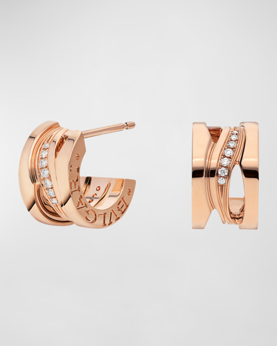 Shop Bvlgari B. Zero1 18k Rose Gold Diamond Spiral Earrings In 15 Rose Gold