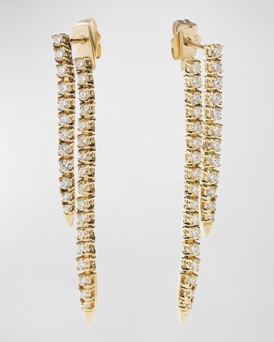 Shop Lana 14k Yellow Gold Tennis Front-to-back Short Linear Diamond Earrings In 40 White