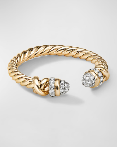Shop David Yurman Petite Helena Open Ring With Diamonds In 18k Gold, 2.5mm In 40 White