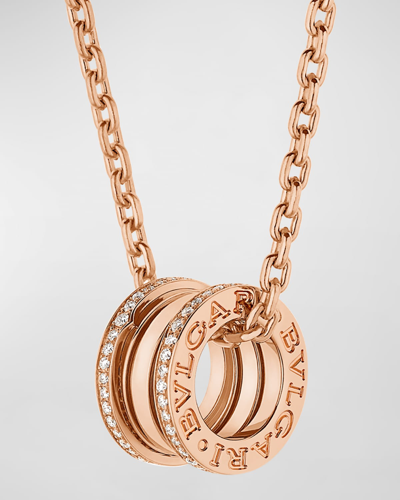 Shop Bvlgari B. Zero1 Pink Gold Pave Pendant Necklace, 54cm - 60cm In 15 Rose Gold