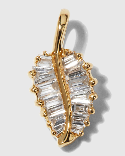 Shop Anita Ko 18k Yellow Gold Diamond Baguette Palm Leaf Necklace In 10 White Gold