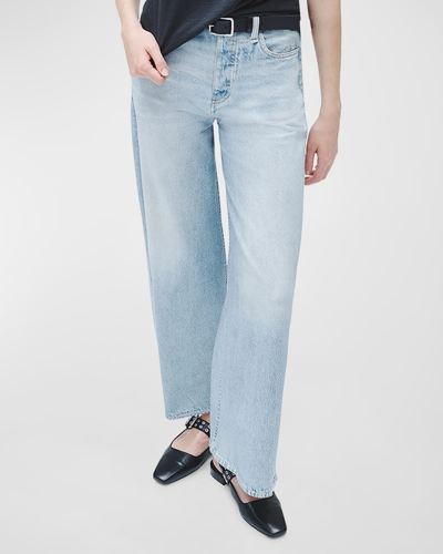 Shop Rag & Bone Miramar Sofie Cropped Wide-leg Jeans In Meadowblue