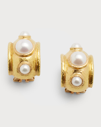 Shop Elizabeth Locke 19k Medium Vertical Oval Pearl Earrings In 05 Yellow Gold
