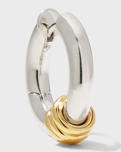 Shop Spinelli Kilcollin Men's 13mm Thick Hollow Hoop Earring In Sterling Silver With Yellow Gold Accents, Single In 05 Yellow Gold