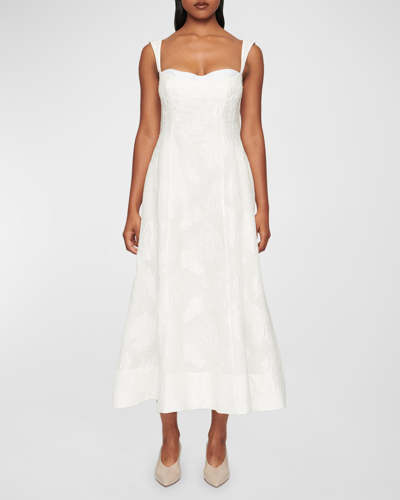 Shop Clea Emilia Jacquard Midi Dress In Cloud Jacquard