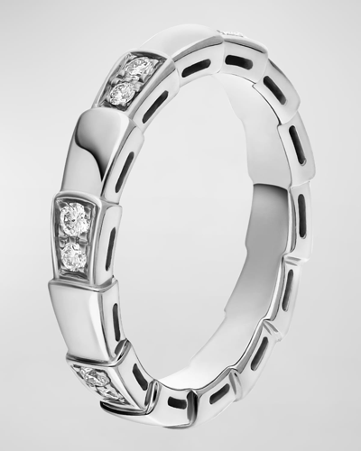 Shop Bvlgari Serpenti Viper Ring In 18k White Gold And Diamonds In 10 White Gold