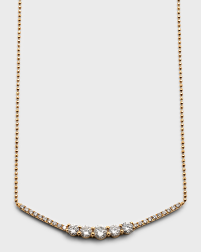 Shop Graziela Gems 18k Yellow Gold 5-diamond Curved Bar Necklace In 05 Yellow Gold