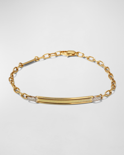 Shop Marco Bicego 18k Men's Uomo Open Chain Link Id Bracelet With Diamonds In 05 Yellow Gold