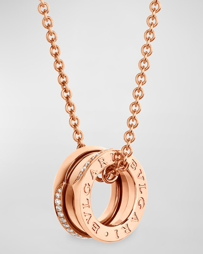 Shop Bvlgari B. Zero1 Rose Gold Wave Diamond Pendant Necklace In 15 Rose Gold