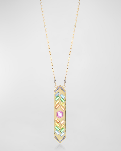 Shop Stevie Wren The Guardian 18k Gemstone Talisman Necklace In Rainbow