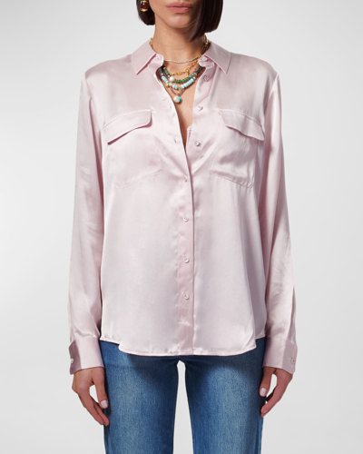 Shop Cami Nyc Rachelle Silk Charmeuse Button-front Shirt In Parfait