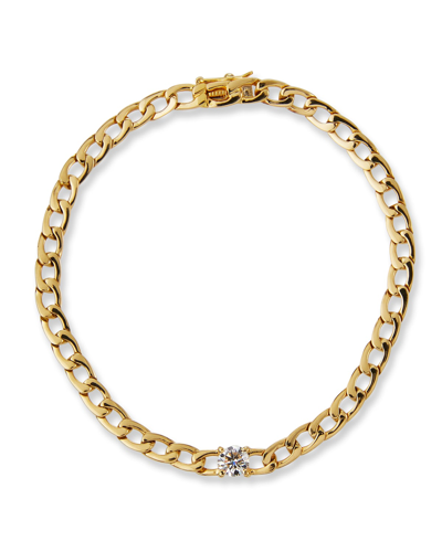 Shop Anita Ko 18k Yellow Gold Plain Chain-link Bracelet With Diamond Center In 05 Yellow Gold