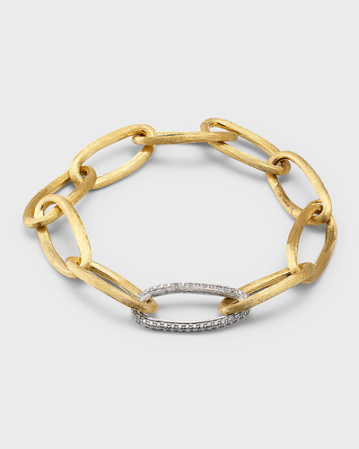 Shop Marco Bicego 18k Gold Jaipur Link Alta Oval Link Bracelet With Diamonds In 05 Yellow Gold