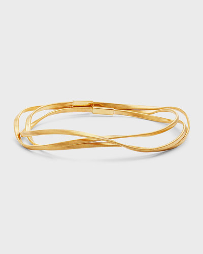 Shop Marco Bicego Marrakech 18k Three Strand Coiled Rigid Bangle In 05 Yellow Gold