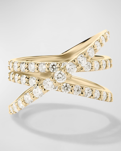 Shop Lana 14k Yellow Gold Flawless Criss Cross 3-band Graduating Diamond Ring - Size 7 In 40 White