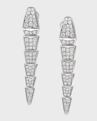 Shop Bvlgari Serpenti Pave Scale Earrings In White Gold In 10 White Gold