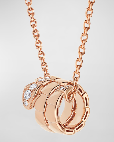 Shop Bvlgari Serpenti Viper Necklace In 18k Rose Gold With Diamonds In 15 Rose Gold