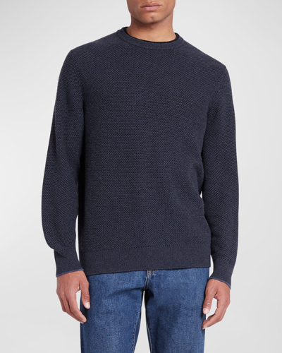 Shop Loro Piana Men's Cashmere Girocollo City Crewneck Sweater In J1l4 Stiffkey Blu