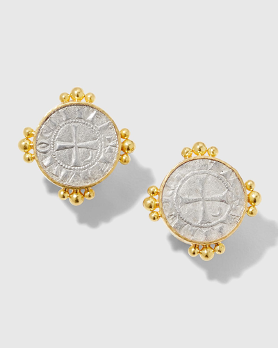 Shop Elizabeth Locke Silver Crusader Coin Earrings In 35 Mixed Metal