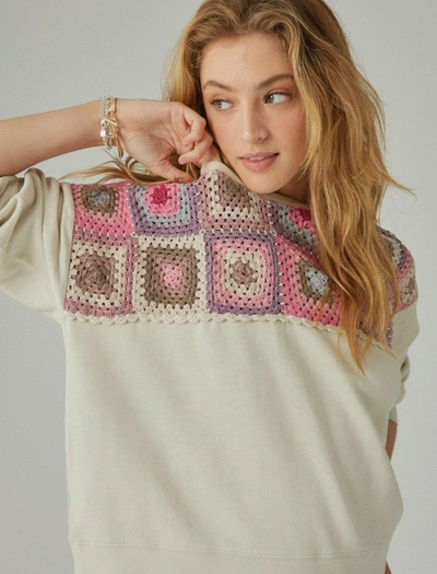 Shop Lucky Brand Women's Crochet Yoke Pullover In White