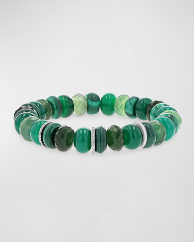 Shop Sheryl Lowe Green Mix Beaded Bracelet With Diamonds In 20 Green