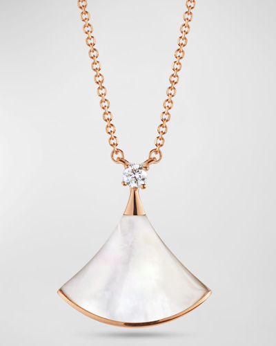 Shop Bvlgari Divas' Dream Rose Gold Pendant Necklace With Mother-of-pearl In 15 Rose Gold