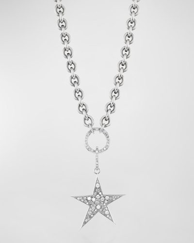 Shop Sheryl Lowe Star Pendant Cable Chain Necklace With Diamonds In 40 White