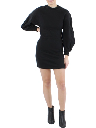 Shop Lini Womens Extended Shoulder Mini Sweatshirt Dress In Black